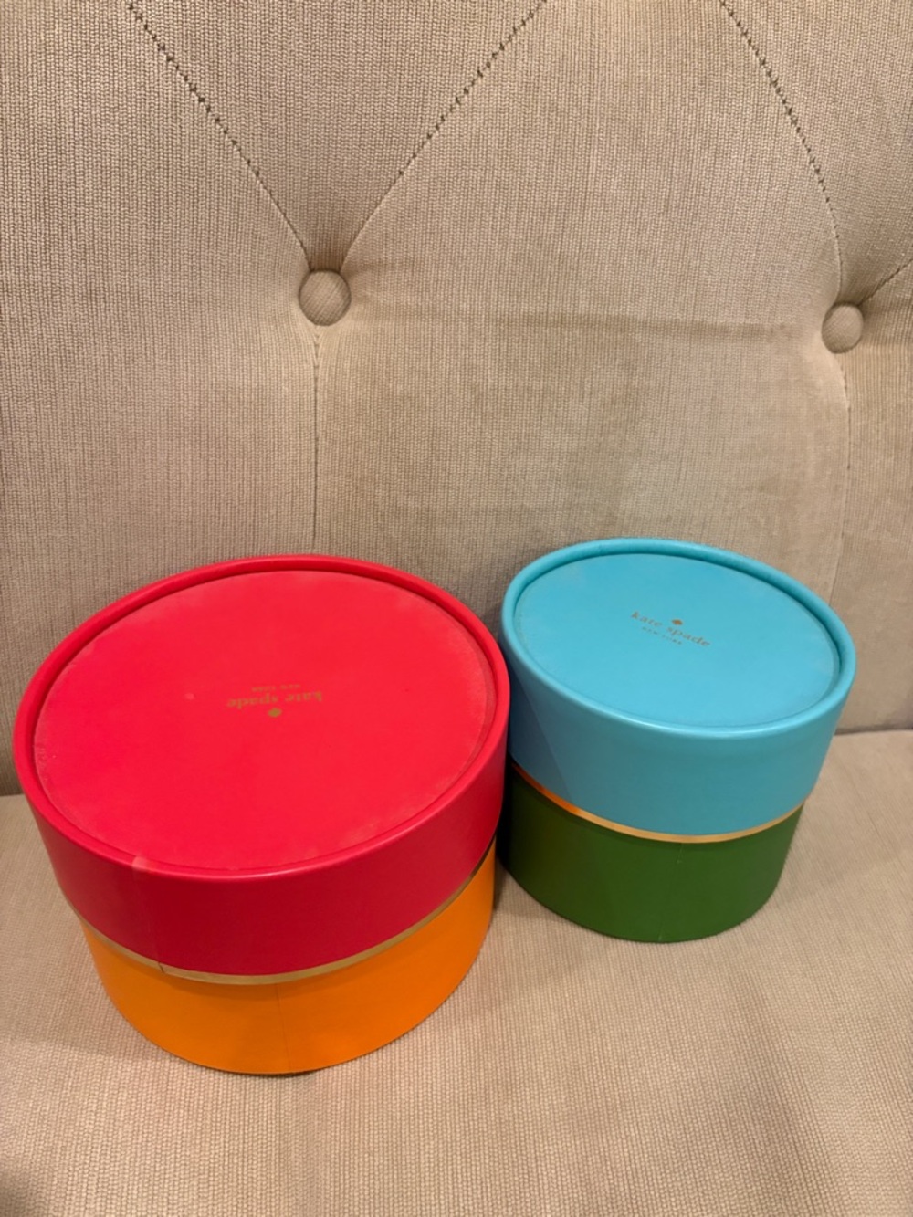 kate spade Colorblock Round Storage Boxes in Red, Orange, Teal, Green